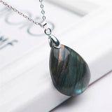 Labradorite Gem Water Drop Pendant Necklace