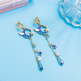 Clip On Earrings Moon Star Asymmetric Long Tassel Girl Women