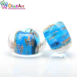 2PCS 15MM Round Glass Lampwork Beads DIY Jewelry Making