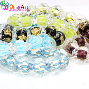 2PCS 15MM Round Glass Lampwork Beads DIY Jewelry Making