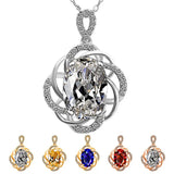 Flower Cubic Zirconia Colorful Necklace Hollow Fine Jewelry