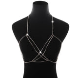 Rhinestone Bra Chain Crystal Drop Chest Harness Bikini Body Chain