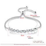 Staggered Hollow Adjustable Women Bracelets with Bright Cubic Zirconia