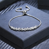 Staggered Hollow Adjustable Women Bracelets with Bright Cubic Zirconia