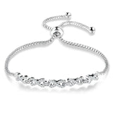 Staggered Hollow Adjustable Women Bracelets with Bright Cubic Zirconia