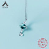 925 Silver Key Zircon Pendant Necklace