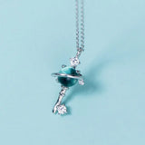 925 Silver Key Zircon Pendant Necklace