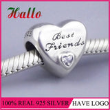 925 Sterling Silver Friendship Heart Charm Bead for Bracelet
