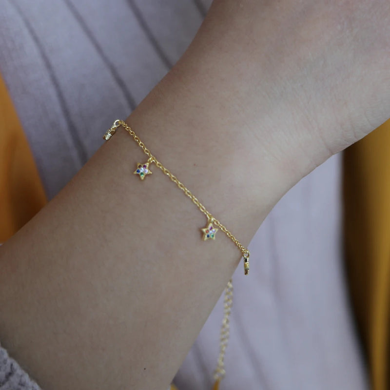 Colorful CZ Star Charms Bracelet for Women