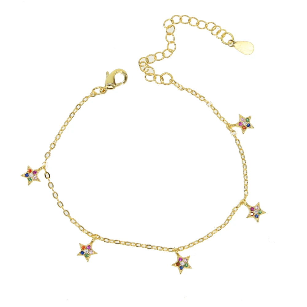 Colorful CZ Star Charms Bracelet for Women