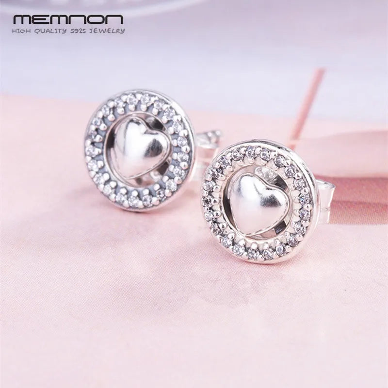 Autumn 925 Sterling Silver Forever Heart Stud Earrings for Women