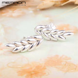 Curved Grains Silver 925 Stud Earrings for Women