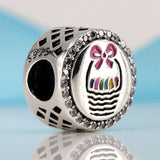 925 Silver Easter Basket Enamel Charm Beads for Bracelets DIY Gift