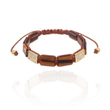 Tiger Eye Rectangle Bead & Zircon Braided Macrame Bracelet