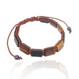Tiger Eye Rectangle Bead & Zircon Braided Macrame Bracelet