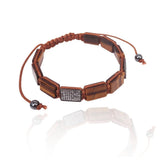 Tiger Eye Rectangle Bead & Zircon Braided Macrame Bracelet
