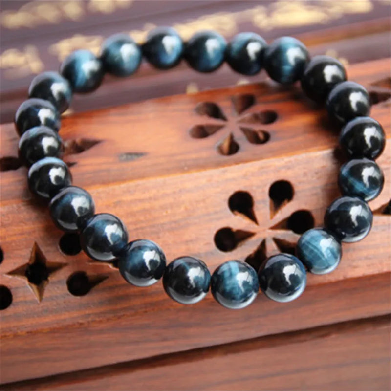 Natural Tiger's Eyes Gem Stone Round Beads Bracelets For Women