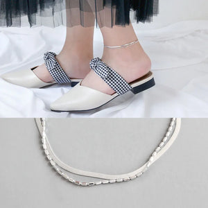 925 Silver Double Chain Ankle Bracelet for Women