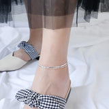 925 Silver Double Chain Ankle Bracelet for Women