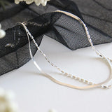 925 Silver Double Chain Ankle Bracelet for Women