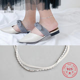 925 Silver Double Chain Ankle Bracelet for Women