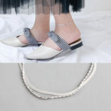 925 Silver Double Chain Ankle Bracelet for Women