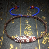 Red DZI 10*30mm 21eyes bracelet woven rope diamond knot safety knot