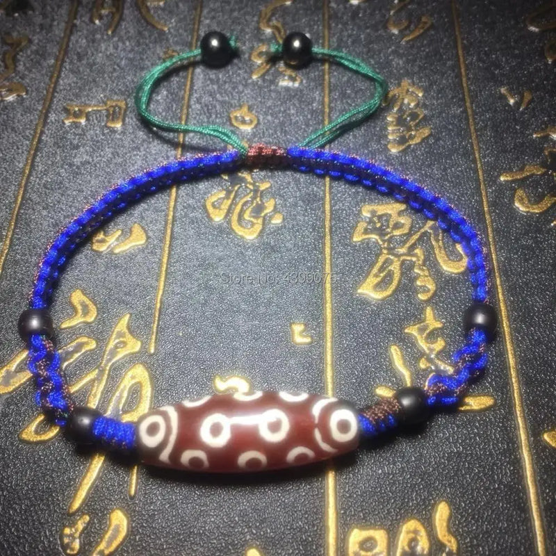 Red DZI 10*30mm 21eyes woman`s bracelet woven jewelry rope