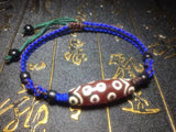 Red DZI 10*30mm 21eyes woman`s bracelet woven jewelry rope