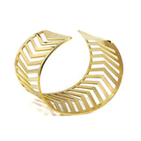 Wide Hollow Open Stripe Bangle Stainless Steel Women Jewelry