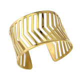 Wide Hollow Open Stripe Bangle Stainless Steel Women Jewelry