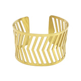 Wide Hollow Open Stripe Bangle Stainless Steel Women Jewelry