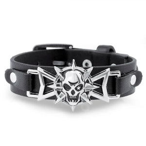 Skeleton Skull Star Eye Punk Gothic Rock Leather Bracelet