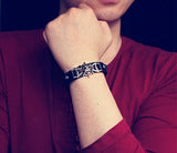 Skeleton Skull Star Eye Punk Gothic Rock Leather Bracelet