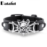 Skeleton Skull Star Eye Punk Gothic Rock Leather Bracelet