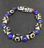 Tibet Dzi Bracelet with lapis lazuli Beads 9 Eyes and 3 eyes Dzi Beads Stone