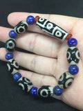 Tibet Dzi Bracelet with lapis lazuli Beads 9 Eyes and 3 eyes Dzi Beads Stone