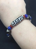 Tibet Dzi Bracelet with lapis lazuli Beads 9 Eyes and 3 eyes Dzi Beads Stone
