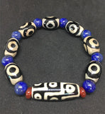 Tibet Dzi Bracelet with lapis lazuli Beads 9 Eyes and 3 eyes Dzi Beads Stone