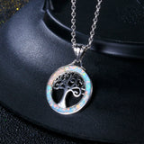 Women Round Fire Opal Necklace 925 Sterling Silver