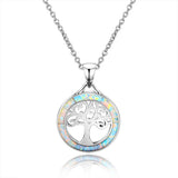 Women Round Fire Opal Necklace 925 Sterling Silver