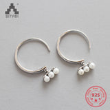 925 Silver Circle Pearl Earrings Women