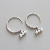 925 Silver Circle Pearl Earrings Women