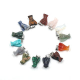 12pcs Natural Stone Carved Angel Charms Pendants for Necklace Making