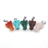 12pcs Natural Stone Carved Angel Charms Pendants for Necklace Making