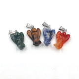 12pcs Natural Stone Carved Angel Charms Pendants for Necklace Making
