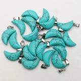 50pcs/lot Natural Stone Crescent Moon Pendants for DIY Jewelry Making