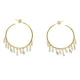 CZ Charm Hoop Earring with Clear Cubic Zirconia Charms for Women