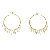 CZ Charm Hoop Earring with Clear Cubic Zirconia Charms for Women