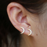 CZ Tiny Moon Earring for Christmas Piercing 925 Sterling Silver